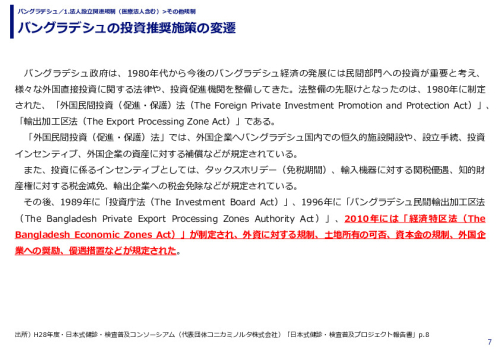 バングラデシュの投資推奨施策の変遷