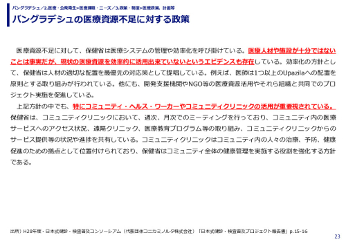 バングラデシュの医療資源不足に対する政策