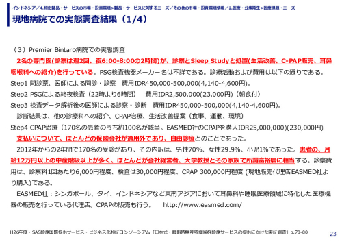 現地病院での実態調査結果