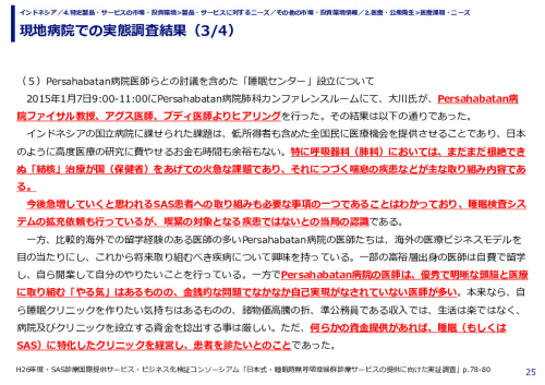現地病院での実態調査結果
