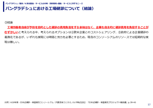 バングラデシュにおける工場健診について（結論）