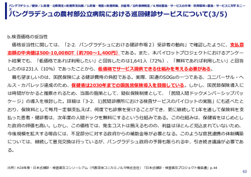 バングラデシュの農村部公立病院における巡回健診サービスについて