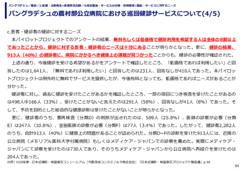 バングラデシュの農村部公立病院における巡回健診サービスについて