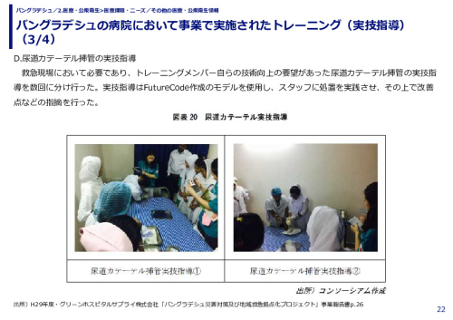 バングラデシュの病院において事業で実施されたトレーニング（実技指導）
