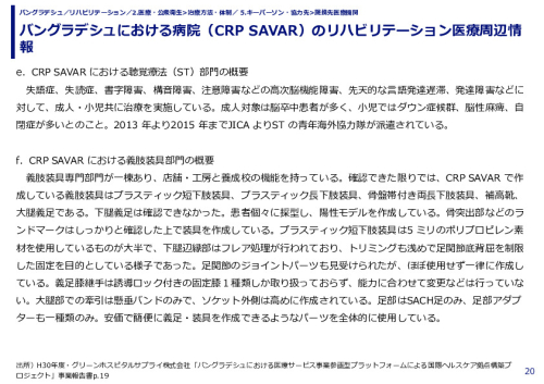 バングラデシュにおける病院（CRP SAVAR）のリハビリテーション医療周辺情報