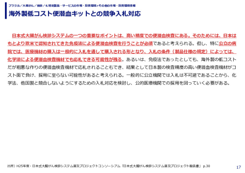 海外製低コスト便潜血キットとの競争入札対応