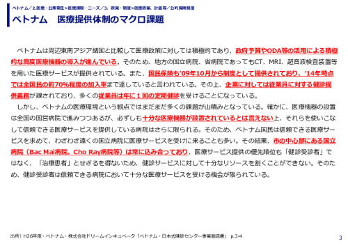 ベトナム　医療提供体制のマクロ課題