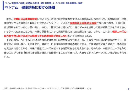 ベトナム　健康診断における課題