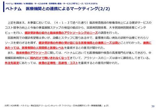 ベトナム　医療機関との連携によるマーケティング