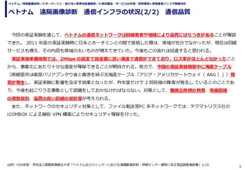 ベトナム　遠隔画像診断　通信インフラの状況