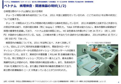ベトナム　病理検査・関連機器の現状