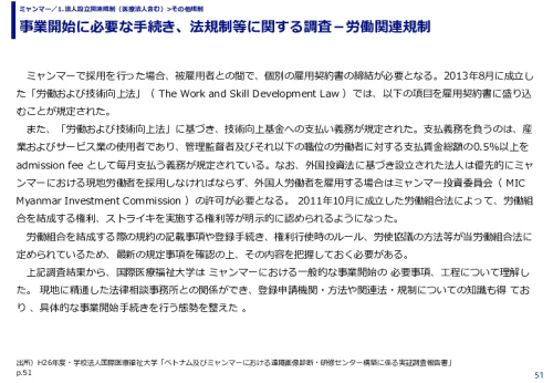 事業開始に必要な手続き、法規制等に関する調査－労働関連規制