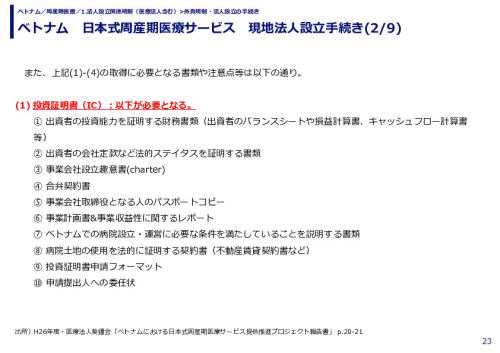 ベトナム　日本式周産期医療サービス　現地法人設立手続き
