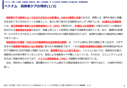 ベトナム　高齢者ケアの現状