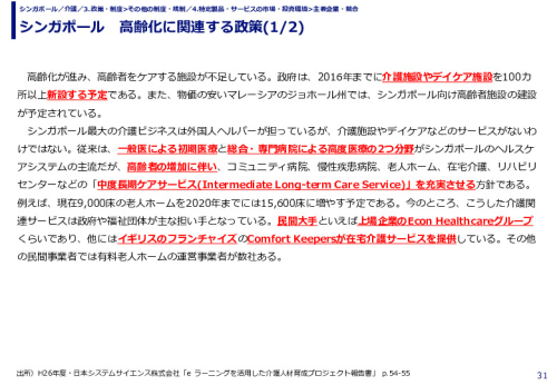 シンガポール　高齢化に関連する政策