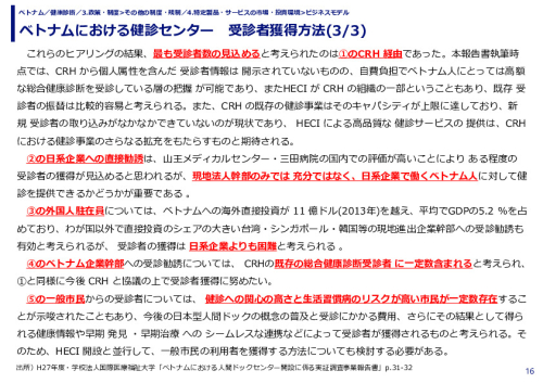 ベトナムにおける健診センター　受診者獲得方法