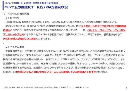 ベトナムの医療ICT　RIS/PACS普及状況
