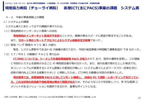 現地協力病院（チョーライ病院）　医療ICT(主にPACS)事業の課題　システム面