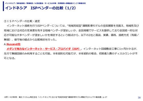 インドネシア　ISPベンダーの比較